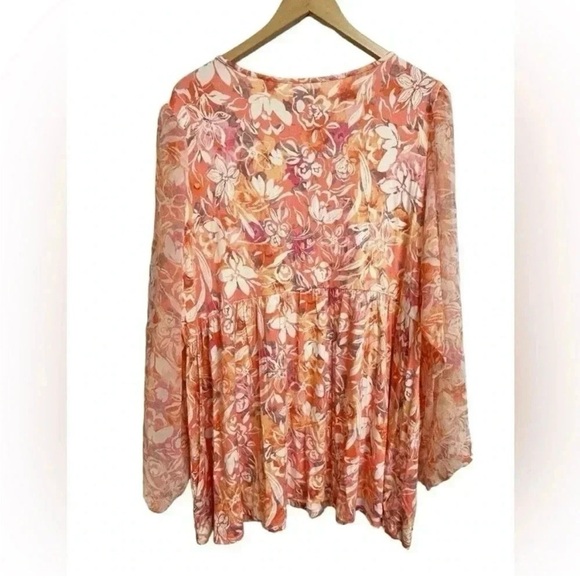 Torrid Super Soft Knit Babydoll Fabric Mix Balloon Chiffon Sleeve Top Size 2X - Picture 6 of 9